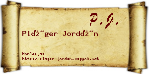 Pláger Jordán névjegykártya